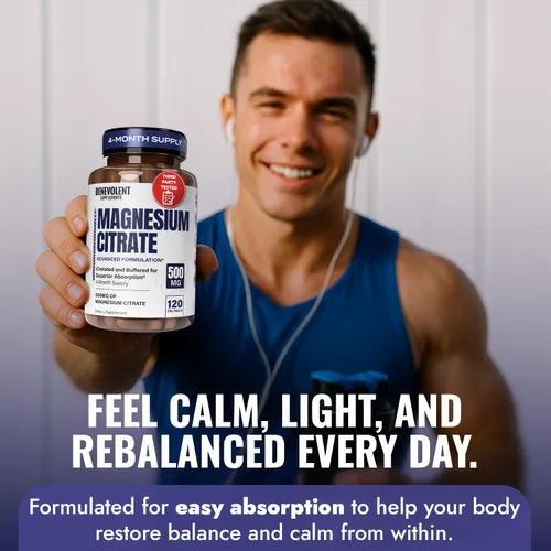 Miniatura 4 de Cápsulas de magnesio premium de 500 mg, fórmula de alta absorción citrato tamponado quelado para apoyar la digestión, los huesos, el sueño