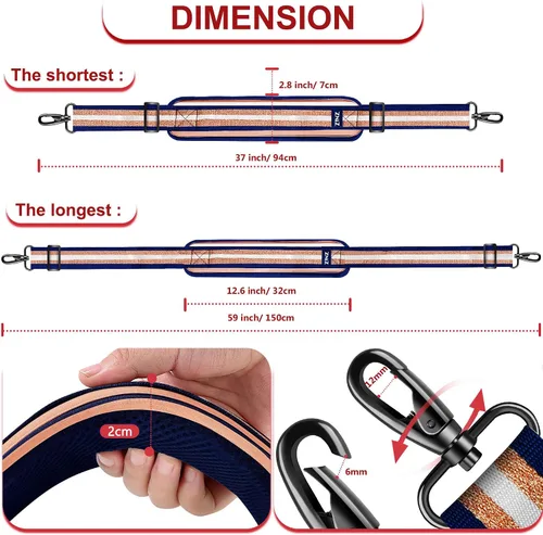 Miniatura 68 de ZINZ Correa de hombro universal de 59 pulgadas con almohadilla transpirable fija ultra gruesa, correa de hombro ajustable y resistente para bolsa