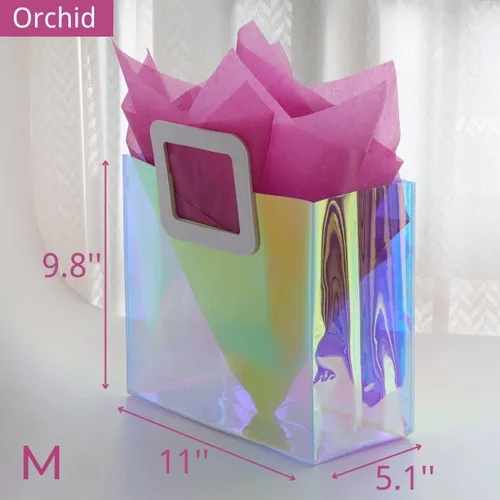 Miniatura 3 de VUOJUR 2 M 11'' Bolsas de regalo holográficas con papel de seda - Orquídea