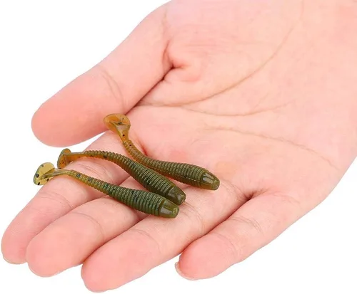 Miniatura 6 de 50 señuelos de pesca suaves de 2.0 in, cebo de pesca de plástico, cola en T, cebos para gusanos, accesorios de aparejos de pescado, 9