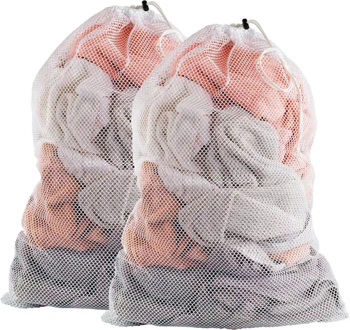 Miniatura 8 de Bolsa de lavandería de malla XL de Handy Laundry - Duradera, lavable a máquina con cierre de cordón seguro - Perfecta para dormitorios Negro