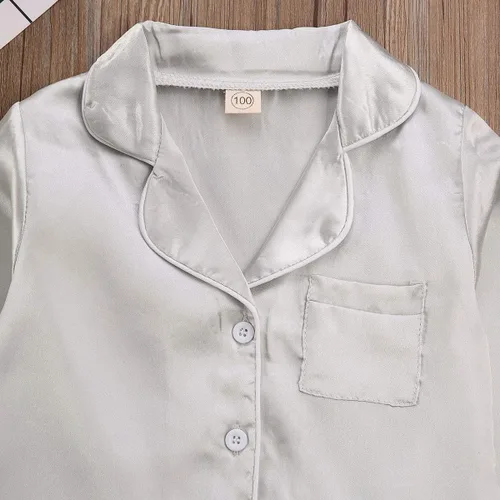 Miniatura 41 de Conjunto de pijama de manga larga con botones para niña pequeña, conjunto de ropa de dormir
