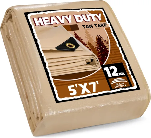 Miniatura 64 de RAINDEWAY Lona blanca resistente de 12 mil de 12 x 20 pies, resistente a los rayos UV, impermeable, resistente a la intemperie, con ojales de metal