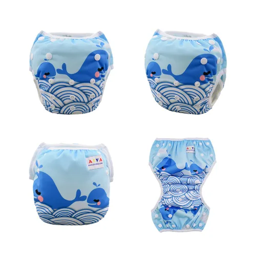 Miniatura 24 de Alva, Pañales de bebé para nadar, paquete de 2 unidades, talle único, reutilizable, lavable y ajustable de 0 a 36 meses. Tamaño de 10 a 40 lbs