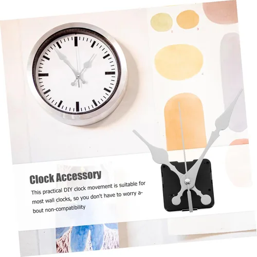 Miniatura 8 de Tofficu Kit de reemplazo de movimiento de reloj de pared DIY con mecanismo de cuarzo silencioso, manecillas de reloj plateadas y cronometraje
