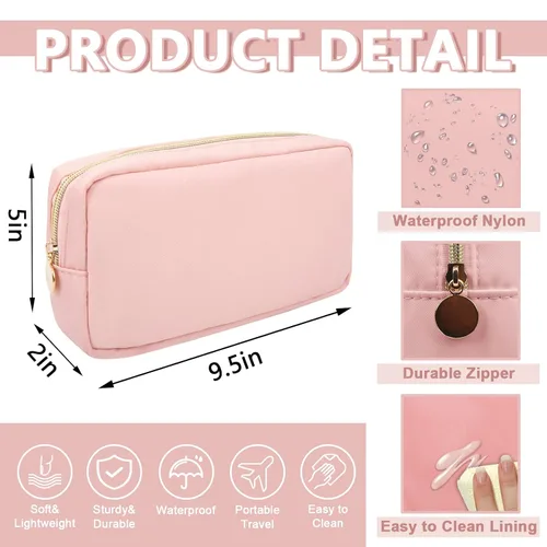Miniatura 2 de UIXIZQ Bolsa pequeña de maquillaje para bolso de nailon, bolsa de almacenamiento de artículos de tocador de viaje, linda bolsa de cosméticos preppy
