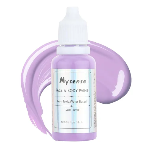 Mysense Pintura facial corporal púrpura pastel, pintura facial lavable a base de agua, pintura corporal crema no tóxica para adultos y niños,