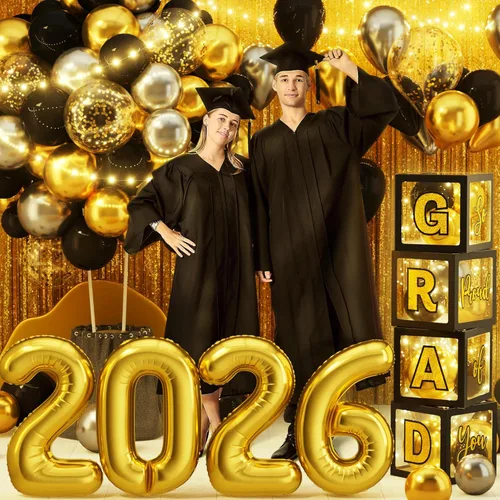 Miniatura 4 de Decoraciones de graduación 2026: juego de 86 piezas de suministros de decoración para fiesta de graduación, incluye cuerdas de luz LED, cajas