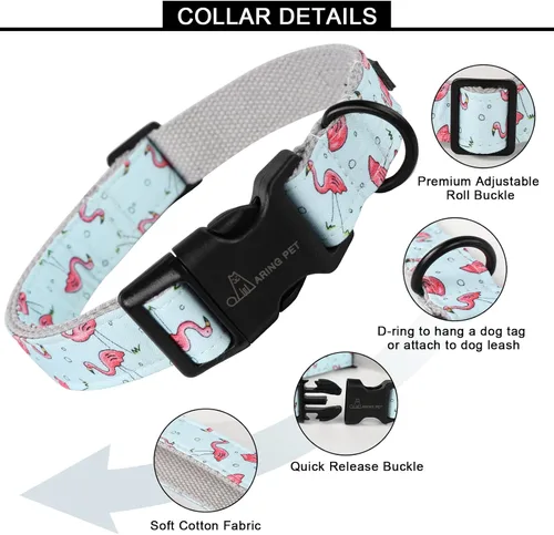 Miniatura 2 de Aring Pet Collar de algodón, ligero y ajustable, con hebilla de liberación rápida para perros pequeños, medianos y grandes, para cachorros, S