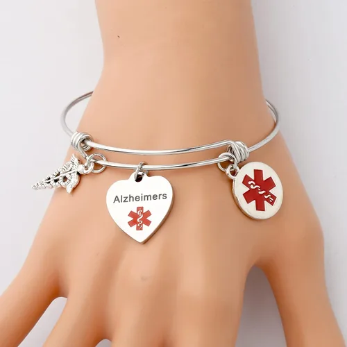Miniatura 2 de KEYCHIN Pulsera de acero de grado quirúrgico con alerta médica para hombres y mujeres, epilepsiaanticoagulante de la sangre SOS pulseras médicas