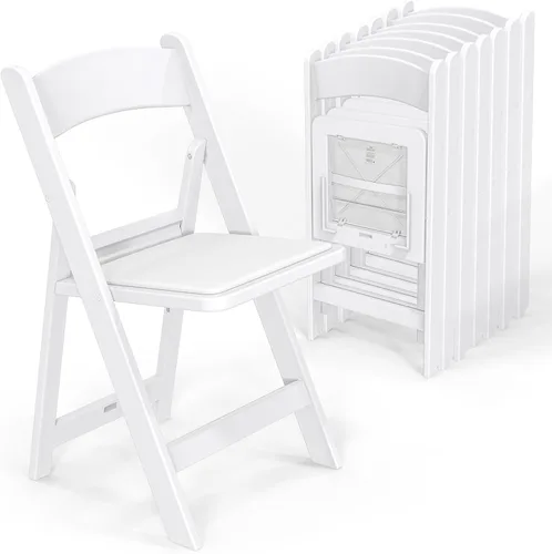 Miniatura 11 de VINGLI Sillas plegables de resina con cojín, silla plegable de plástico con cómodos asientos acolchados, perfectas para fiestas y eventos en Negro