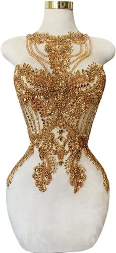 Miniatura 2 de Apliques hechos a mano de cristal sobre encaje, diamantes de imitación para coser, cuentas de flecos, parches de lentejuelas, accesorios de Champán