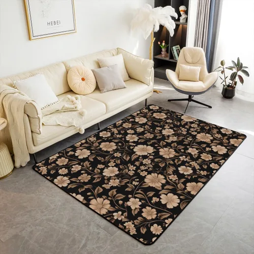 Miniatura 16 de jejeloiu Groovy Flower Area Rug 3x5 Retro Floral Boho Living Room Rugs for Bedroom 70S Hippie Groovy Flowers Bohemian Decor Carpet Psychedelic Beige