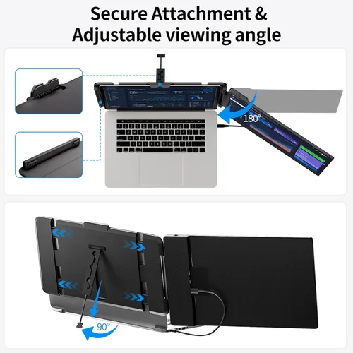Miniatura 6 de Extensor de pantalla para laptop de 14 pulgadas, monitor portátil dual FHD 1080P IPS segunda pantalla para portátiles de 13 a 17 pulgadas, Plug &