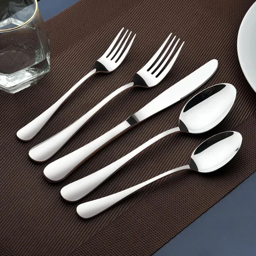 Miniatura 5 de Juego de cubiertos para 8, 40 piezas de cubiertos de acero inoxidable resistente, incluye cuchillo de carne, tenedor y cuchara, apto