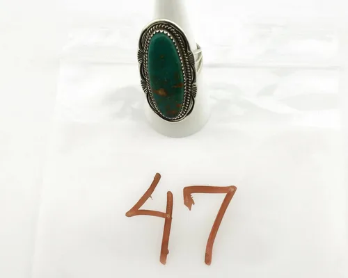 Miniatura 7 de Anillo Navajo 0.925 plata azul suroeste turquesa artista Talhat C.80's, Plata de ley, turquesa