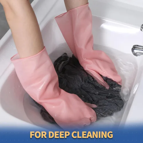 Miniatura 7 de BOOMJOY Guantes de limpieza de PVC, guantes resistentes para lavar platos, guantes medianos reutilizables para cocina, baño, jardinería, trabajo