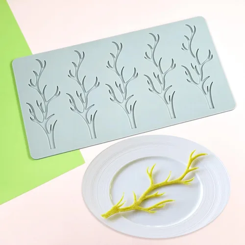 Miniatura 2 de TUKE Molde de silicona 3D para ramas de tuile de fondant para hornear, arcilla polimérica, manualidades de azúcar - Diseño de encaje de caramelo