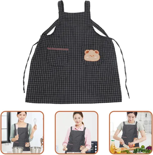 Miniatura 2 de Delantal ajustable de lona oscura de algodón y poliéster con bolsillo espacioso para hombres y mujeres, camareros, chefs, estilistas, salón