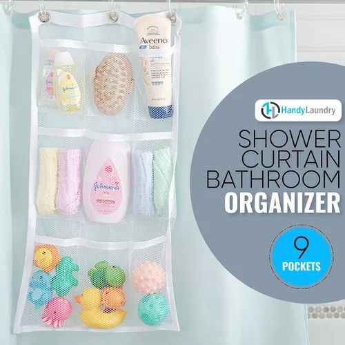 Miniatura 2 de Handy Laundry Cortina de ducha organizadora de baño -9 bolsillos- Perfecto para organizar el baño en casa, tus artículos de tocador y juguetes