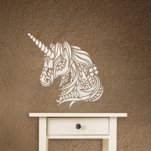 Miniatura 3 de Plantillas para paredes: Plantilla de cabeza de unicornio, 10 x 10 pulgadas (L) - Caballo tribal decorativo, unicornio
