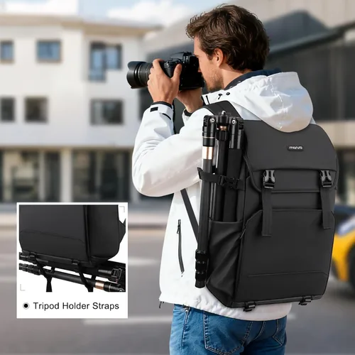 Miniatura 8 de MOSISO Mochila para cámara DSLR/SLR/SLR/sin espejo con bolsillo superior con solapa superior, mochila de fotografía con compartimento para laptop