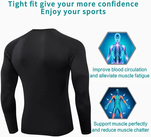 Miniatura 7 de SPVISE Paquete de 1 o 3 camisetas de compresión para hombre, de manga larga, para entrenamiento, gimnasio, correr, ropa interior deportiva fresca