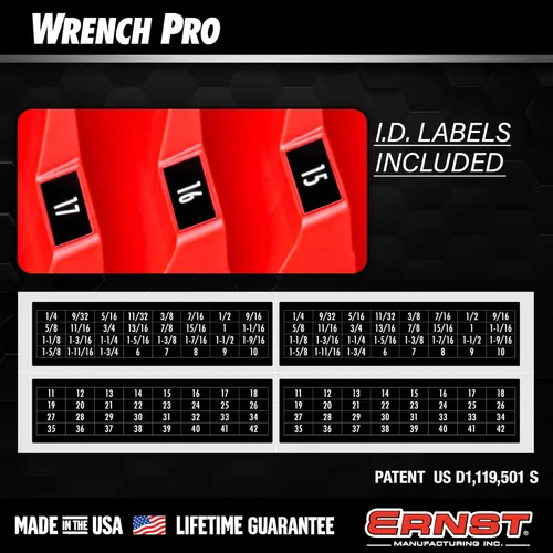 Miniatura 6 de Ernst Manufacturing Wrench Pro - Organizador modular de llaves para 40 herramientas con base magnética, fabricado en los Estados Unidos Negro