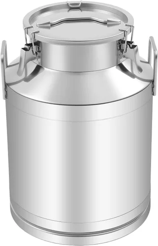 Lata de leche de acero inoxidable de 13.3 galones, cubo de leche resistente con mango ergonómico y tapa hermética, recipiente sólido de líquido SS,