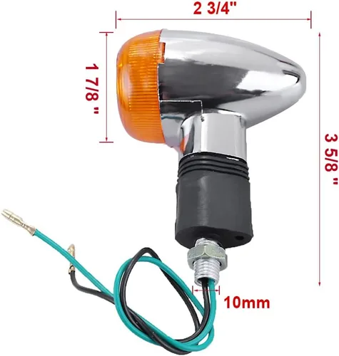 Miniatura 2 de Saihisday Luces de señal de giro de motocicleta de 12 V luz intermitente delantera trasera intermitente ámbar cromo bala (4 piezas)