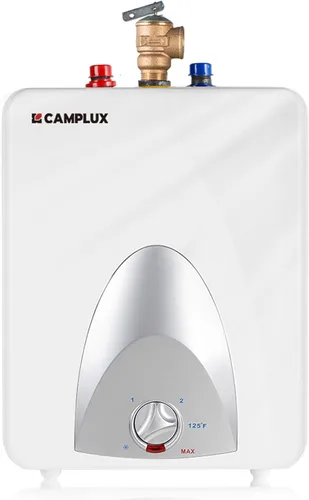 CAMPLUX - Calentador de agua eléctrico de 2.5 galones (ME25), elimina el tiempo de agua caliente, montaje en estante, pared o piso, listado UL