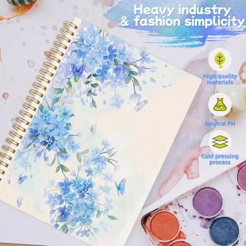 Miniatura 7 de Phinus Cuaderno de bocetos para acuarela de 30 hojas 14 x 21,6 cm, papel para acuarela prensado en frío (140 lb/300 g/m²), cuaderno de acuarela