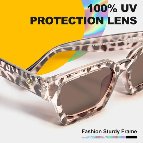 Miniatura 70 de VISOONE Moda 100% UV400 Protección Rectángulo TR90 Y2K Gafas de sol Accesorios para Mujeres Hombres RIVER, Carne de suelo/Gris Rosa