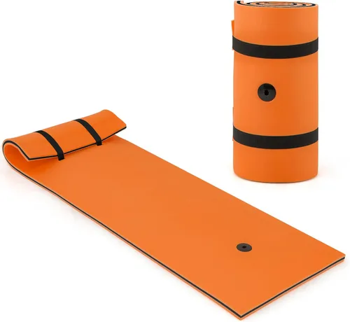 Goplus Alfombrilla de agua flotante, almohadilla de lirio con diseño de almohada rodante, espuma XPE de 3 capas resistente a desgarros, flotadores