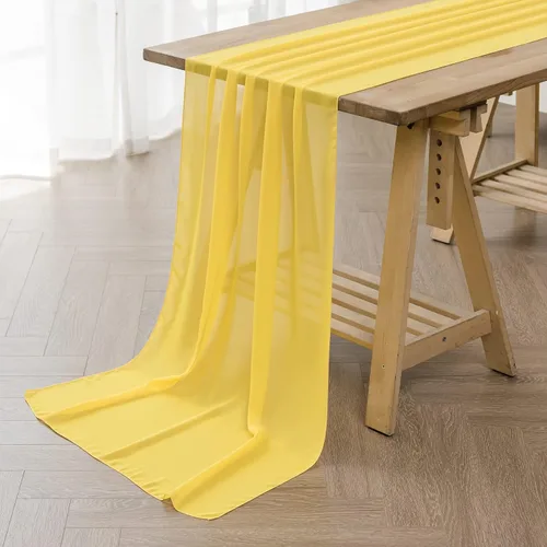 Miniatura 10 de Paquete de 6 caminos de mesa de gasa de 9 pies de 14 x 108 pulgadas, camino de mesa romántico transparente para boda, fiesta de cumpleaños
