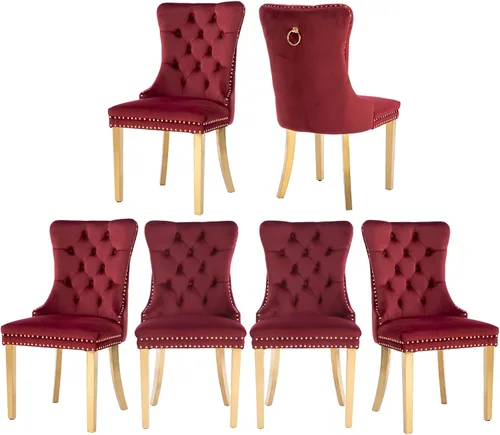 Miniatura 27 de Juego de 2 sillas de comedor, sillas de comedor tapizadas con tirador de anillo trasero, ribete de cabeza de clavo y patas de acero inoxidable Gris