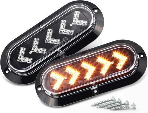 TMH (paquete de 2) Luz indicadora de señal de giro, luz trasera, 6 pulgadas, 25 LED, montaje en superficie, lente ovalada transparente, luz