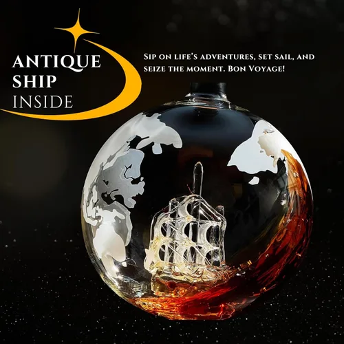 Miniatura 6 de Juego de decantador de whisky con globo giratorio y 2 vasos para whisky grabados - Regalos para hombres, papá, aniversario, cumpleaños, inauguración