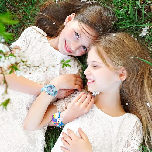 Miniatura 5 de 2 Pieces Kids Unicorn Watch Toddler Watch and Silicone Wristband Cute 3D Kids Digital Watch Waterproof 7 Color Lights Watch with Alarm Stopwatch