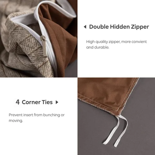 Miniatura 5 de INFLAG Funda de edredón tamaño individual, juego de ropa de cama a rayas de 3 piezas, 100% microfibra de lujo, suave, 1 funda de edredón de 66 x 90