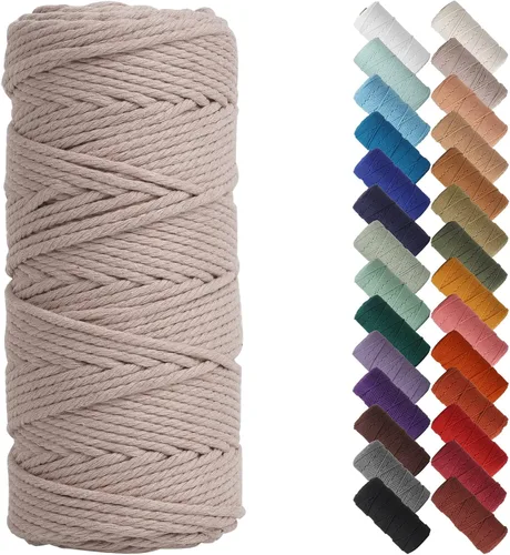 Miniatura 20 de NOANTA - Cuerda de macramé color beige natural, 1/8 pulgadas (3 mm) x 109 yardas (100 metros), cuerda de algodón colorido para colgar en la pared