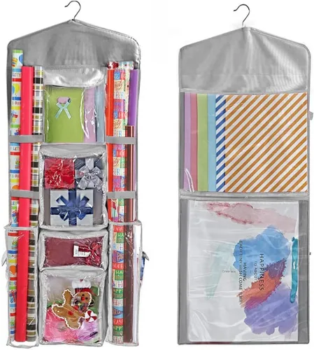 Almacenamiento de papel de regalo para colgar sobre la puerta, organizador de papel de regalo, bolsas de regalo, lazos de cinta y accesorios de 40 x