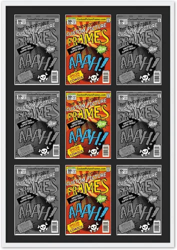 Miniatura 26 de Marco de cómic negro con alfombrilla negra para cómics de la Edad Dorada