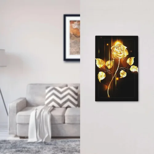 Miniatura 589 de Cubiertas de placa de pared de 3 gang con interruptor de luz de triple palanca, en negro y dorado con esplendor de oro rosa, estampado floral