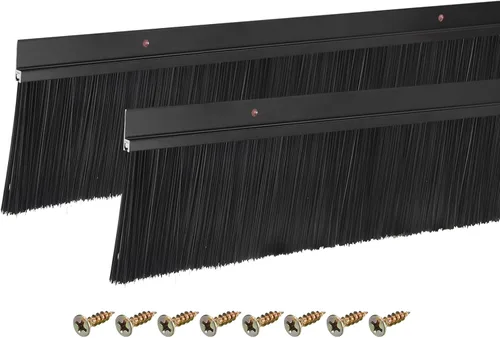 Miniatura 31 de uxcell 2 piezas cepillo de puerta barrido inferior forma H base de aleación de aluminio con cepillo de nailon de 0.4 pulgadas para hogar, industrial
