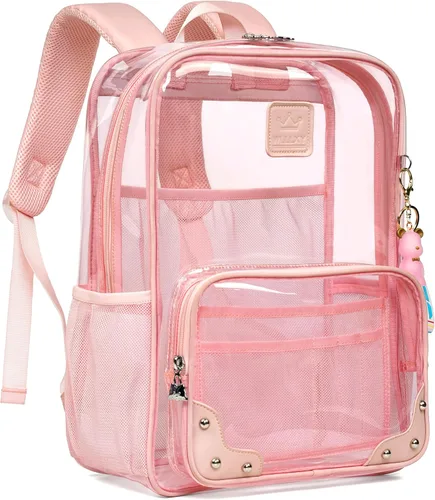 Miniatura 8 de Caoroky knight Mochila transparente resistente y transparente para laptop, 15.6 pulgadas, TPU transparente, mochila de viaje, mochila universitaria
