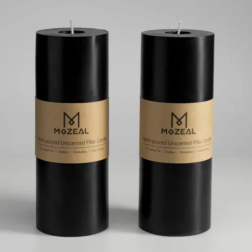 Miniatura 118 de MOZEAL Velas grandes sin perfume vertidas a mano de 3 x 8 pulgadas, sin humo, juego de 2, combustión lenta, sin goteo, aproximadamente 150 horas