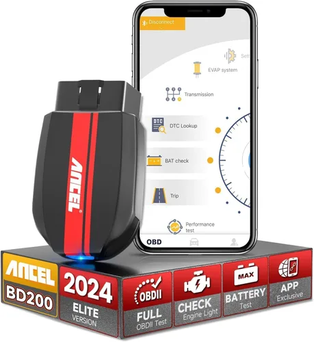 ANCEL Escáner BD200 OBD2 Bluetooth - Lector de código y herramientas de escaneo de diagnóstico del motor con prueba de batería de automóvil,