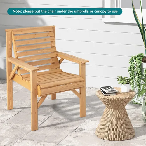 Miniatura 4 de Giantex Sillas de comedor para patio al aire libre, sillas bistró de madera maciza, respaldo inclinado, asiento ancho, sillas interiores
