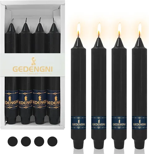 Miniatura 64 de Candelabros de Velas Cónicas Negras, Velas Cónicas Cortas de 5 pulgadas, Candelabros de Velas de Halloween Sin Goteo para Decoración de Navidad